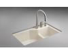 Kohler Indio K-6411-3-NY Dune Undercounter Double Offset Basin Kitchen Sink with Three-Hole Faucet Drilling