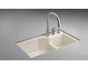 Kohler Indio K-6411-3-RR Ember Undercounter Double Offset Basin Kitchen Sink with Three-Hole Faucet Drilling