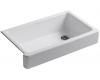 Kohler Whitehaven K-6488-33 Mexican Sand Self-Trimming Apron Front Single Basin Sink with Short Apron