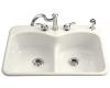 Kohler Langlade K-6626-3-20 Suede Smart Divide Self-Rimming Kitchen Sink with Three-Hole Faucet Drilling