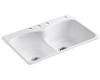 Kohler Langlade K-6626-4-20 Suede Smart Divide Self-Rimming Kitchen Sink with Three-Hole Faucet Drilling and Single Accessory Hole Drilling