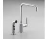 Kohler Purist K-7508-BL Matte Black Kitchen Faucet with Swing Spout and Spray