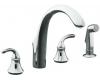 Kohler Forte K-10445-CP Polished Chrome Widespread Kitchen Faucet with Sculpted Lever Handles