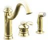 Kohler Fairfax K-12185-PB Vibrant Polished Brass Single-Control Remote Valve Kitchen Sink Faucet with Sidespray and Lever Handle
