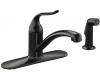 Kohler Coralais K-15072-P-7 Black Black Decorator Kitchen Sink Faucet with Sidespray and Lever Handle