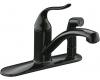 Kohler Coralais K-15073-P-7 Black Black Decorator Kitchen Sink Faucet with Sidespray and Lever Handle