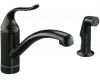 Kohler Coralais K-15076-P-7 Black Black Decorator Kitchen Sink Faucet with Sidespray and Lever Handle