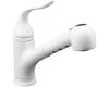 Kohler Coralais K-15160-0 White Single-Control Pullout Spray Kitchen Sink Faucet with Sprayhead and Lever Handle