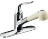 Kohler Coralais K-15160-AP-CP Polished Chrome Single-Control Pullout Spray Kitchen Sink Faucet with White Sprayhead and Lever Handle