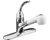 Kohler Coralais K-15160-LA-CP Polished Chrome Single-Control Pullout Spray Kitchen Sink Faucet with White Sprayhead and Loop Handle