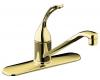 Kohler Coralais K-15171-FL-PB Vibrant Polished Brass Single-Control Kitchen Sink Faucet with 10" Spout and Loop Handle