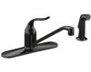 Kohler Coralais K-15172-FG-7 Black Black Single-Control Kitchen Sink Faucet with 12" Spout, Sidespray and Lever Handle