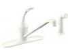 Kohler Coralais K-15172-FL-0 White Single-Control Kitchen Sink Faucet with 10" Spout, Sidespray and Loop Handle