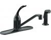 Kohler Coralais K-15172-FL-7 Black Black Single-Control Kitchen Sink Faucet with 10" Spout, Sidespray and Loop Handle