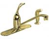 Kohler Coralais K-15172-FL-PB Vibrant Polished Brass Single-Control Kitchen Sink Faucet with 10" Spout, Sidespray and Loop Handle