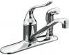Kohler Coralais K-15173-F-CP Polished Chrome Single-Control Kitchen Sink Faucet with 8-1/2" Spout, Sidespray and Lever Handle