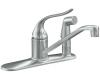 Kohler Coralais K-15173-F-G Brushed Chrome Single-Control Kitchen Sink Faucet with 8-1/2" Spout, Sidespray and Lever Handle