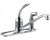 Kohler Coralais K-15173-FL-BN Vibrant Brushed Nickel Single-Control Kitchen Sink Faucet with 10" Spout, Sidespray and Loop Handle