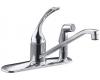 Kohler Coralais K-15173-TL-CP Polished Chrome Single-Control Kitchen Sink Faucet with Sidespray Through Escutcheon and Loop Handle