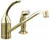 Kohler Coralais K-15176-FL-PB Vibrant Polished Brass Single-Control Kitchen Sink Faucet with 10" Spout, Sprayhead and Loop Handle