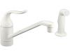 Kohler Coralais K-15176-PT-0 White Single-Control Kitchen Sink Faucet with 10" Spout, Sprayhead and Lever Handle