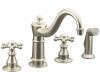 Kohler Antique K-158-3-BN Vibrant Brushed Nickel Kitchen Sink Faucet with Sidespray and Six-Prong Handles