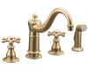 Kohler Antique K-158-3-BV Vibrant Brushed Bronze Kitchen Sink Faucet with Sidespray and Six-Prong Handles