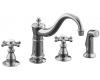 Kohler Antique K-158-3-CP Polished Chrome Kitchen Sink Faucet with Sidespray and Six-Prong Handles