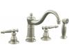 Kohler Antique K-158-4-BN Vibrant Brushed Nickel Kitchen Sink Faucet with Sidespray and Lever Handles