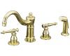 Kohler Antique K-158-4-PB Vibrant Polished Brass Kitchen Sink Faucet with Sidespray and Lever Handles