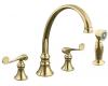Kohler Revival K-16109-4-AF Vibrant French Gold Kitchen Sink Faucet with 9-3/16" Spout, Sidespray and Scroll Lever Handles