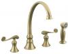 Kohler Revival K-16109-4-BV Vibrant Brushed Bronze Kitchen Sink Faucet with 9-3/16" Spout, Sidespray and Scroll Lever Handles