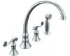Kohler Revival K-16109-4-G Brushed Chrome Kitchen Sink Faucet with 9-3/16" Spout, Sidespray and Scroll Lever Handles