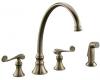 Kohler Revival K-16111-4-BV Vibrant Brushed Bronze Kitchen Sink Faucet with 11-13/16" Spout, Sidespray and Scroll Lever Handles