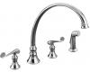 Kohler Revival K-16111-4-CP Polished Chrome Kitchen Sink Faucet with 11-13/16" Spout, Sidespray and Scroll Lever Handles