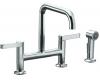 Kohler Torq K-6126-4-BV Vibrant Brushed Bronze Deck Mount Two Handle Kitchen Faucet with Sidespray