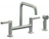 Kohler Torq K-6126-4-VS Vibrant Stainless Deck Mount Two Handle Kitchen Faucet with Sidespray