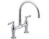 Kohler Parq K-6130-4-BV Vibrant Brushed Bronze Deck-Mount Kitchen Bridge Faucet