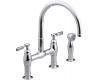 Kohler Parq K-6131-4-SN Vibrant Polished Nickel Parq Deck-Mount Kitchen Faucets with Spray
