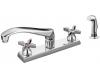 Kohler Triton K-7827-K-CP Polished Chrome Kitchen Sink Faucet with Escutcheon and Sidespray, Requires Handles