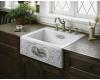 Kohler Tidings K-14576-T2-0 White with Game Birds Design on Alcott Kitchen Sink with Four-Hole Faucet Drilling