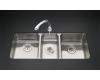 Kohler Undertone K-3168-L Triple-Basin 39-1/2" x 15-3/4" Undercounter Kitchen Sink with 7-1/2" Left and 9-1/2" Right Basin Depths