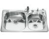 Kohler Ravinia K-3232-2 Extra-Large/Medium Self-Rimming Kitchen Sink with Two-Hole Faucet Punching