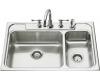Kohler Ballad K-3256-4 High/Low Self-Rimming Kitchen Sink with Four-Hole Faucet Punching