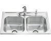Kohler Lyric K-3283-4 Double Equal Self-Rimming Kitchen Sink with Four-Hole Faucet Punching