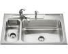 Kohler Lyric K-3285-3 High/Low Self-Rimming Kitchen Sink with Three-Hole Faucet Punching
