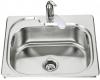 Kohler Ravinia K-3300-1 Single-Basin Self-Rimming Kitchen Sink with Single-Hole Faucet Punching