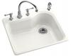 Kohler Meadowland K-5802-4-0 White Self-Rimming Kitchen Sink with Four-Hole Faucet Drilling