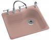 Kohler Meadowland K-5802-4-45 Wild Rose Self-Rimming Kitchen Sink with Four-Hole Faucet Drilling