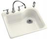 Kohler Meadowland K-5802-4-96 Biscuit Self-Rimming Kitchen Sink with Four-Hole Faucet Drilling